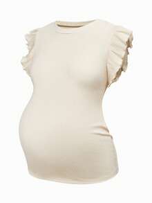 SHEIN Camiseta de maternidad de unicolor, cuello redondo, casual y versátil para uso diario - Multicolor - Ver 3