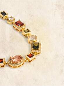 Glisma 复古奢华几何水钻镶嵌手链 - 彩色 - 查看 5