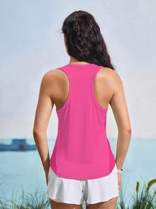 In My Nature Canotta sportiva da yoga e running in tessuto traspirante e a rete con inserti - Fucsia - Visualizzare 2