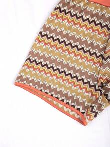 GlowEve Conjunto casual de 2 piezas de top de tirantes con cuello redondo y rayas onduladas, y shorts para mujer - Naranja - Ver 3