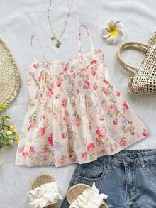 INAWLY Women's Casual Floral Print Camisole Top, Summer - Multicolor - View 2