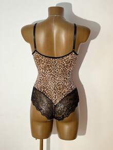 Bare Chapter Women's Lace Patchwork Leopard Print Comfortable Jumpsuit - Multicolor - View 2