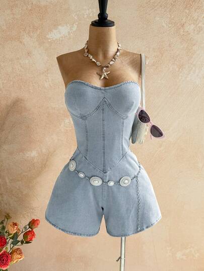 Soleia Women's Fashionable Casual Denim Jumpsuit