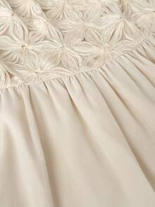 Viva Relle 大码女式提花杏色优雅度假连衣裙，春夏款 - 杏色 - 查看 10