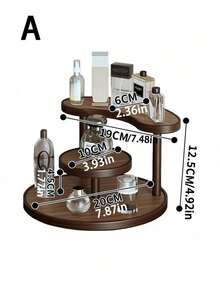 Vintage Solid Wood Vanity Skincare Storage Rack Multi-Tier Lipstick Perfume Cosmetics Organizer Suitable For Dining Table Countertops Teacups, Water Glasses, Coffee Mugs & Tea Sets Storage Home Double-Tier Shelf,Makeup Bag,Travel Essential - Walnut - View 8