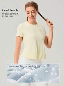 OutZeal Áo tập thể dục nữ, áo thun ngoài trời mùa hè, áo tập gym, áo tập luyện tay ngắn thoáng mát, thiết kế xếp ly phía sau, áo ngoài trời. - Màu vàng - Xem 2