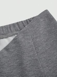 Sweetra Pantalones cortos casuales con cintura en V, talla grande, primavera/verano - Gris - Ver 6