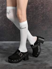 Sugerpunk Sandale damă cu toc înalt și talpă groasă, la modă, cu cataramă - Negru - Vizualizare 5
