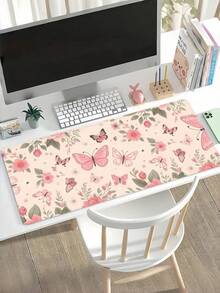 1 pieza Alfombrilla de ratón extra grande con diseño de mariposa - Tapete de escritorio para juegos con borde cosido, lavable, con base de goma antideslizante, protector de teclado de varios tamaños para oficina y escuela - Mariposa - Ver 9