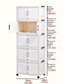 Armario de almacenamiento plegable ancho, caja de almacenamiento de armario de ropa, armario portátil para almacenamiento en el hogar, caja plegable de doble puerta, opcional de 1-5 capas, armario de almacenamiento con ruedas de doble puerta reforzado, estantería de doméstica gratuita, armario de almacenamiento plegable de plástico para organizar ropa y juguetes - Blanco - Ver 6