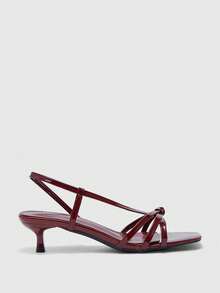 CUCCOO BIZCHIC 女士鞋履 春夏新款酒红色条纹露趾中跟凉鞋 简约时尚舒适 日常百搭通勤凉鞋 女士鞋履 - ~酒紅 - 查看 2