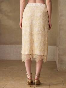MOTF PREMIUM WOMEN'S ELEGANT FULL-LENGTH BEADED EMBROIDERED SKIRT - Apricot - View 4