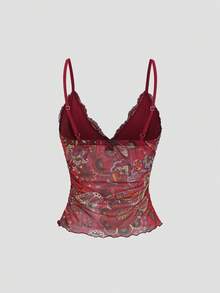 Sweetra Y2K Sexy Lace Patchwork Pop Art Style Vacation Camisole - Multicolor - View 2