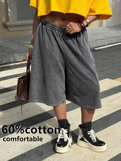 Muchica Plus Size Women Casual 3/4  Black Pants,For Daily Commute,Date, Commute, Party,Fall /Autumn/Winter/Summer,Christmas,New Year,Thanksgiving,Party,Wedding,Beach,Graduati,Chic,Elegant,Casual,Going Out,Date,Appointment,Commute,Shining,Valentine's Day,Elegant ,Vacation,Casual,Y2k,Sexy