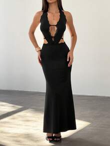 Bluhae Women's Sexy Lace Backless Dress, Suitable For Valentine's Day/Concerts - Black - View 6