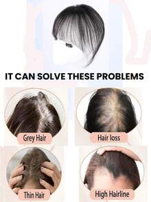 4x6CM Human Hair Topper With Bangs Invisible Swiss Net Hair Piece Straight Topper Increase Hair Volume Hairpiece Secure Clip For Women - Natural Black - View 9