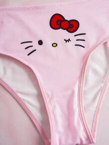 HELLO KITTY AND FRIENDS | SHEIN 女士卡通印花吊带背心和比基尼内裤休闲日常内衣套装 - 淺粉色 - 查看 7