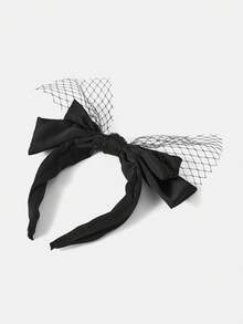 MOTF PREMIUM BLACK FISHING NET DOUBLE-LAYER LARGE BOW HEADBAND - Black - View 8