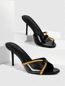 CUCCOO SZL Women's Square Toe Fashion Everyday Versatile High Heel Sandals - Black - View 1