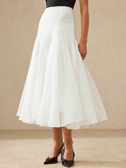 Aveloria Rosie French Fashion Elegant Lady Texture Fabric Oversized Hem Design Skirt, Suitable For Dating And Vacation