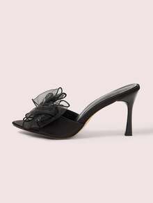 CUCCOO DOLLMOD Giày sandal cao gót dự tiệc thanh lịch dành cho nữ, có nơ, thích hợp cho mùa xuân. - Màu đen - Xem 3