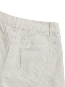 GlowEve 女士休闲纯色纹理牛仔短裤，夏季 - 白色 - 查看 7