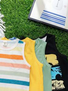 Young Boys' Summer Casual Round Neck Tank Top - Multicolor - View 4