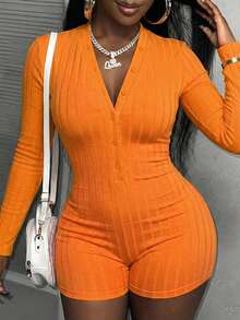 Slaydiva Women Orange Autumn Casual Lounge Jumpsuit, Y2K Street Sweet Hot Girl Style,Sporty Stylish Streetwear,Gym Workout Yoga,Cozy Stay-At-Home Wear - Orange - View 6