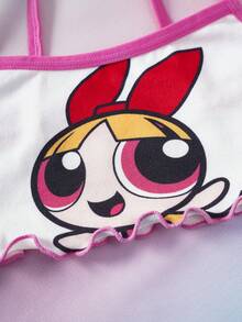THE POWERPUFF GIRLS X SHEIN Cartoon Print Camisole Top And Boyshort Underwear Casual Daily Lingerie Set - Pink - View 4