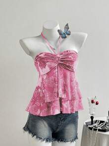 Breezaya Women's Fashionable Printed Strapless Camisole - Pink - View 4