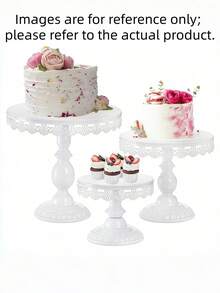 Elegant White Metal Cake Stand With Lace Detail - Tiered Dessert Display Tray For Cupcakes, Birthday Party & Events - Multicolor - View 2
