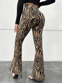 SHEIN Cottnline Women'S Leopard Print Flare Pants - Multicolor - View 3