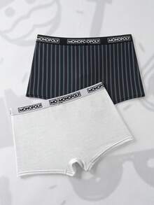 MONOPOLY X SHEIN Men's Letter Print Casual Everyday Briefs - Black - View 2