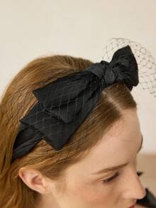MOTF PREMIUM BLACK FISHING NET DOUBLE-LAYER LARGE BOW HEADBAND - Black - View 4