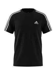 Adidas Essentials Men Single Jersey 3-Stripes T-Shirt Black - Black W/ Black WB - View 1