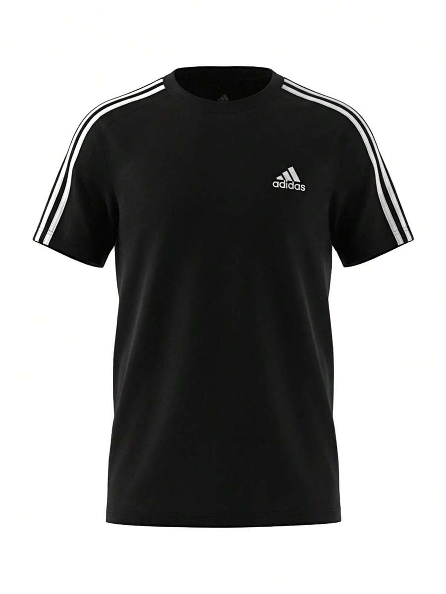 Adidas Essentials Men Single Jersey 3-Stripes T-Shirt Black - Black W/ Black WB - View 1