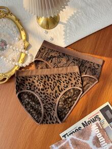 2pcs/Set Seamless Women Animal Print Comfortable Hipster Briefs - Multicolor - View 1