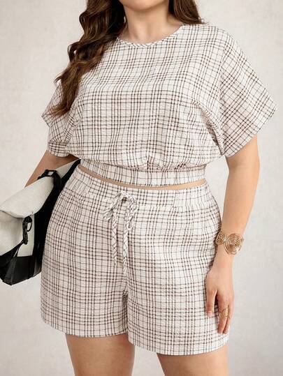 Zelara 大码夏季度假休闲蝙蝠袖上衣和短裤两件套