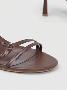 CUCCOO SZL Women's Solid Color Chain Decor Fashionable Elegant High Heel Sandals Spring Shoes Spring Break Easter Spring Shoes - Brown PU - View 6