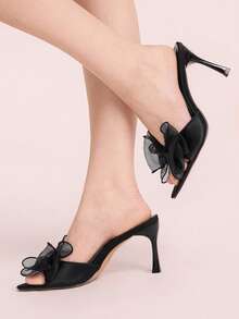 CUCCOO DOLLMOD Giày sandal cao gót dự tiệc thanh lịch dành cho nữ, có nơ, thích hợp cho mùa xuân. - Màu đen - Xem 9