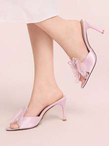 CUCCOO DOLLMOD Sandalias de tacón elegantes con lazos para mujer para fiestas - Rosa claro. - Ver 7