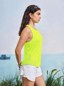 In My Nature 女士荧光绿圆领休闲百搭日常户外T恤 - 綠色 - 查看 5