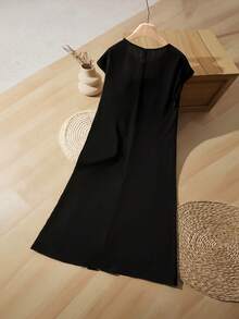 Rusticease Vestido largo de verano con cuello redondo y estampado de leopardo en patchwork para mujer - Multicolor - Ver 4