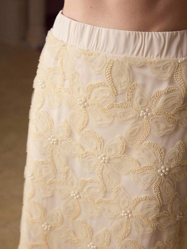 WOMEN'S ELEGANT FULL-LENGTH BEADED EMBROIDERED SKIRT