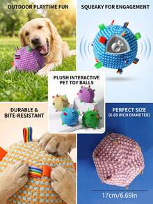 PETSIN 1个全新响亮撞击球形狗狗玩具，可滚动、咀嚼和啃咬。一款能让狗狗缓解压力、尽情玩耍的娱乐玩具。宠物狗玩具。 - 彩色 - 查看 3