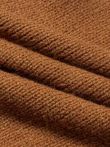 Noixe Casual Versatile Solid Color Knit Top - Coffee Brown - View 5