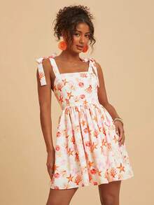 Travachic Tropical Marine Life Print Cami Dress - Apricot - View 5