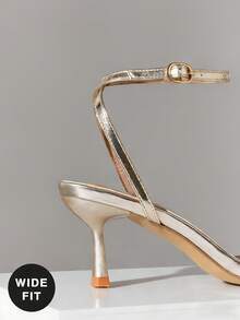 SHUZIA Women's Wide-Fit Elegant Minimalist Ankle Strap Stiletto Heel Sandals - Gold - View 7