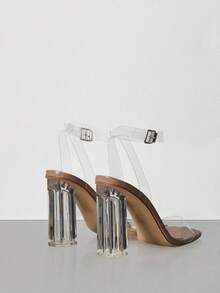 CUCCOO SZL 透明厚跟凉鞋度假鞋夏季促销返校鞋大学生鞋圣诞节新年假期 - 杏色 - 查看 7