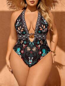 Swim Vcay Áo tắm liền thân cỡ lớn in họa tiết hoa nhiệt đới, thích hợp cho kỳ nghỉ hè ở bãi biển. - Nhiều màu - Xem 3